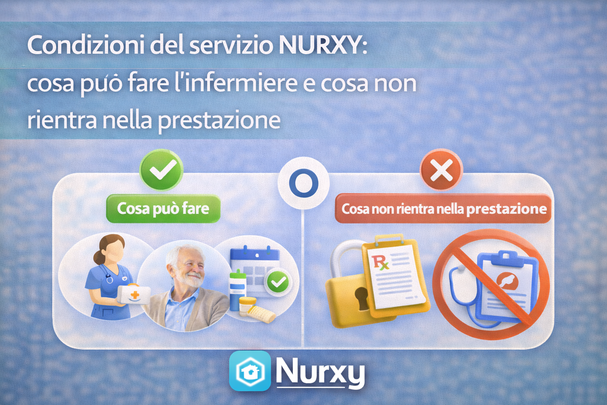 Condizioni del servizio NURXY: cosa può fare l’infermiere e cosa non rientra nella prestazione